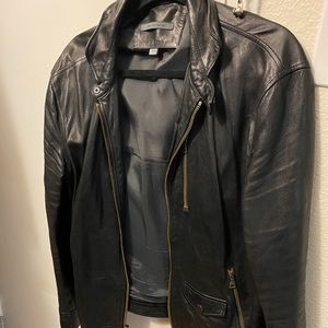John Varvatos black leather jacket 52/M-L